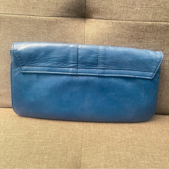 Vintage Boscha Lederwaren Modell Blue Soft Leather Clutch Bag Made West Germany - Picture 2 of 11